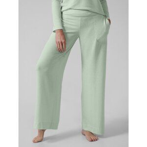 ATHLETA Wind Down Sleep Wide Leg Mint Green Cotton Waffle Knit Pants, Size XS
